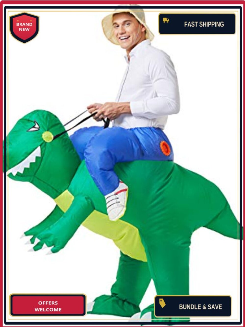 Inflatable Dinosaur Costume Adult T-Rex Blow Up Fancy Dress Halloween